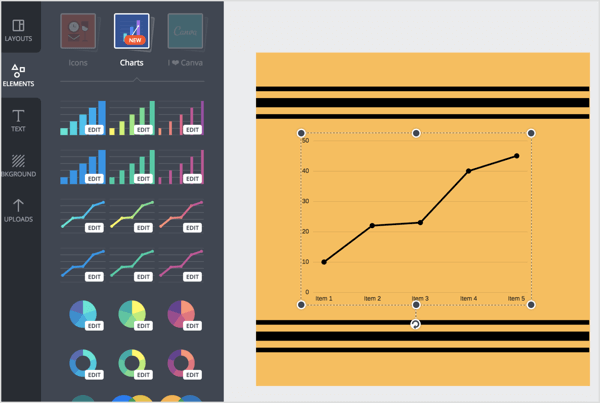  Canva'da bir grafiği boyutlandırma tutamaçlarını sürükleyerek yeniden boyutlandırın.