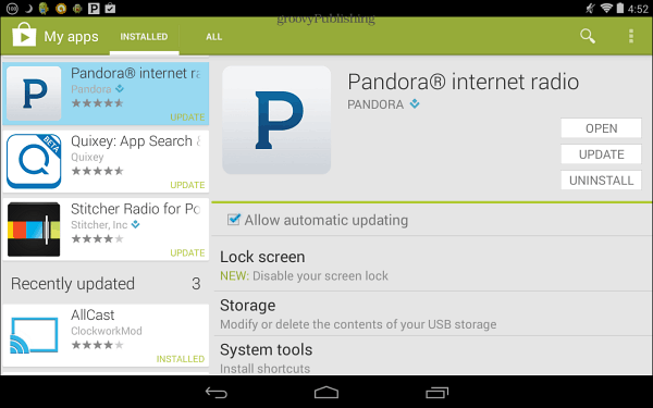 Pandora Google Play Store'u Güncelle