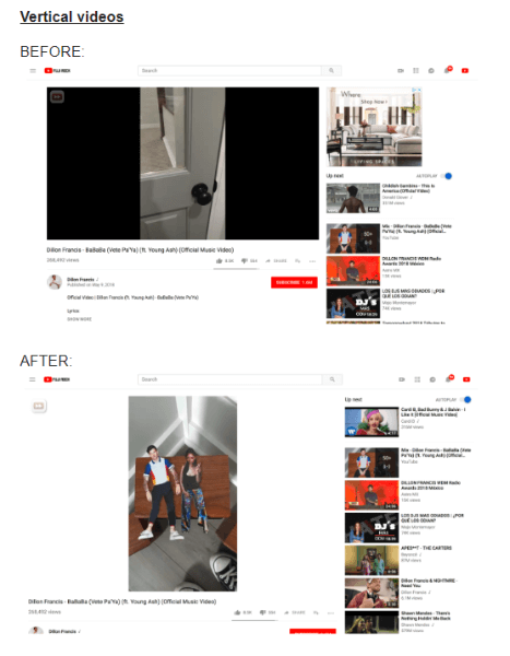 YouTube, dikey videoların masaüstünde görüntülenme şeklini güncelledi.