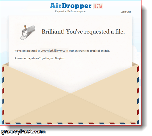 AirDropper Dropbox - Dosya gönderildi