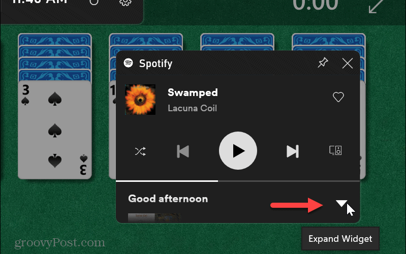 Spotify widget'ını genişlet