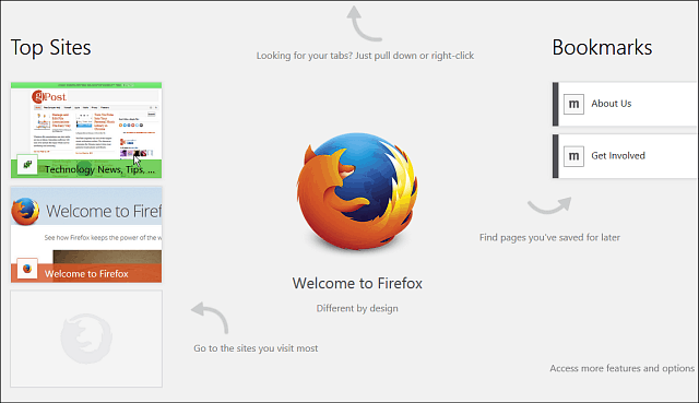 Windows 8 Touch Beta için Firefox Herkese Açık Test İçin Kullanılabilir