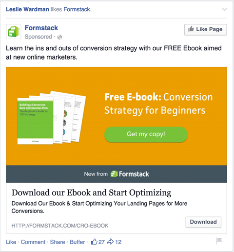 facebook reklamında formstack kurşun mıknatıs