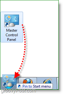 Windows 7 ekran görüntüsü - Başlat menüsüne gitmek için ana kontrol panelini sürükleyin