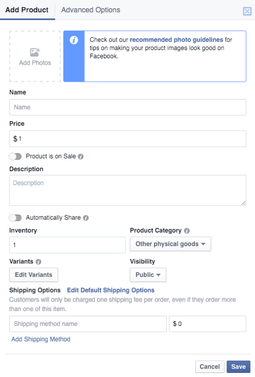 facebook mağazası ürün ayrıntıları