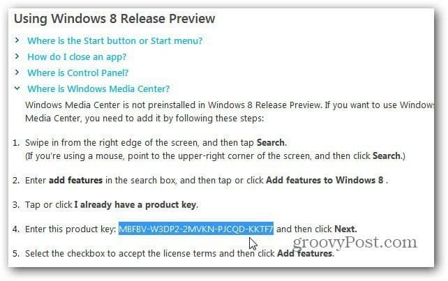 Windows Media Center'ı Windows 8 Sürüm Önizlemesine Yükleme