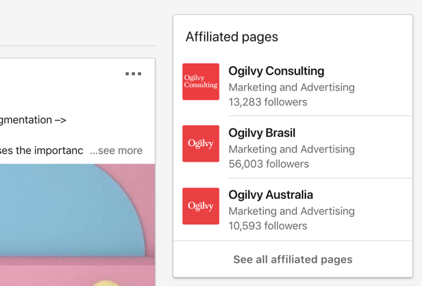 Ogilvy'nin bağlı LinkedIn şirket sayfaları.
