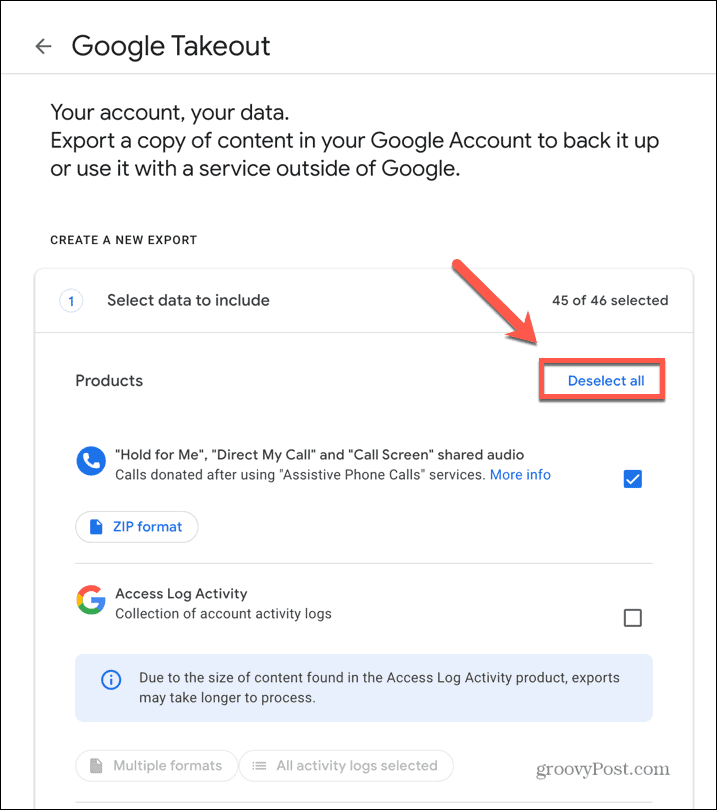google paket servisi seçimini kaldır
