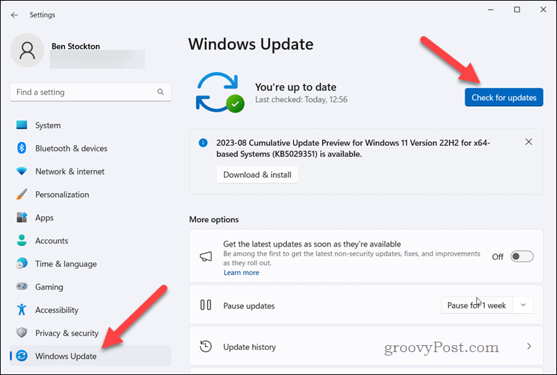 Windows güncellemelerini kontrol edin