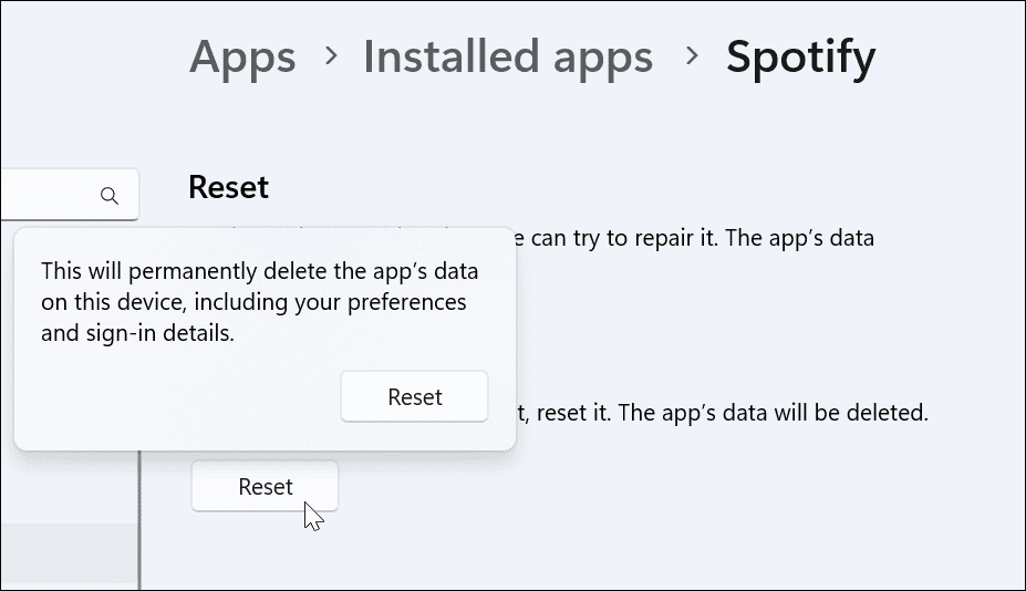 Uygulama düzeltmesini sıfırla spotify shuffle'ı karıştırmıyor