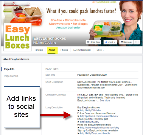 kolay yemek kutuları facebook sayfasının hakkında bölümünde sosyal bağlantılar
