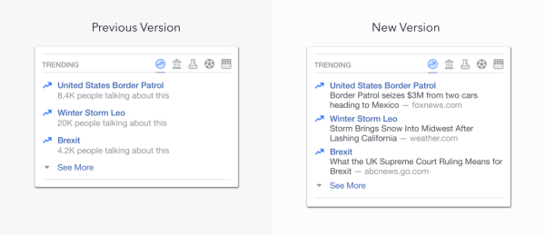 Facebook, ABD'de Trend Olan Konular için gelecek üç güncellemeyi duyurdu