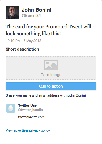 promosyonlu tweet için kart