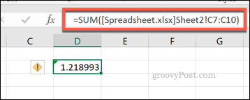 Farklı bir Excel dosyasındaki hücre aralığını kullanan bir Excel TOPLA formülü