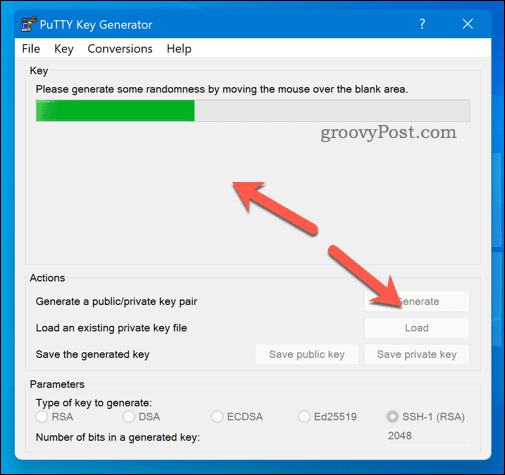 Puttygen'de bir SSH anahtarı oluşturma