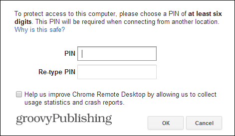 Chrome Uzaktan Masaüstü PC PIN'i