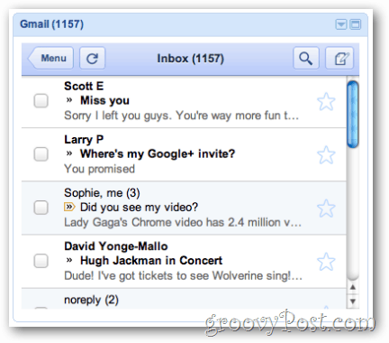 gmail widget'ı
