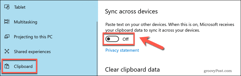 Windows 10'da bulut panosu senkronizasyonunu etkinleştirin