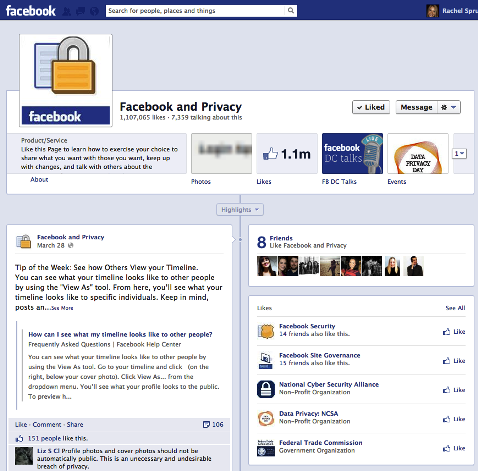 facebook ve gizlilik sayfası
