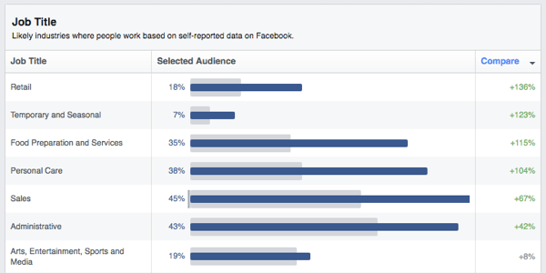 facebook kitle analizi iş unvanları