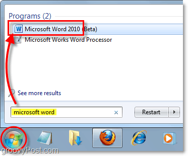 Windows 7'de Microsoft Word 2010'u başlat