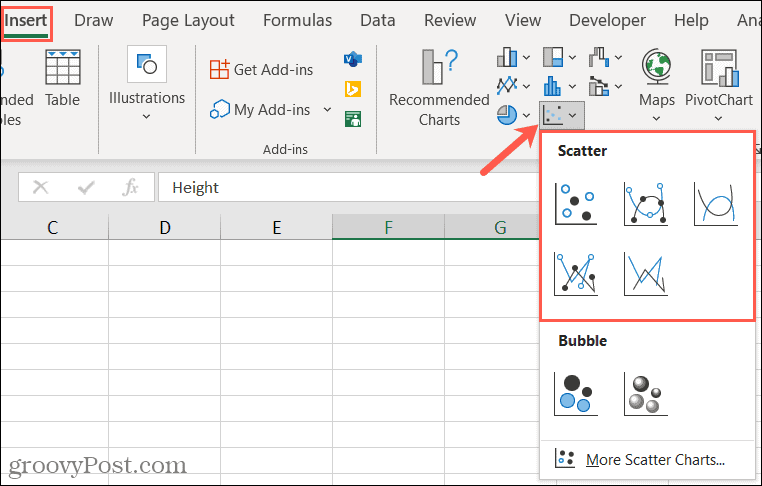 Excel'de Dağılım Grafiği Ekle