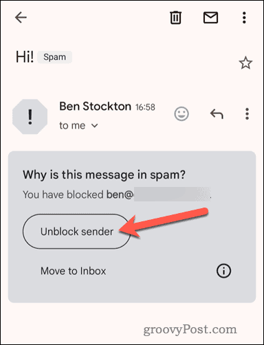 Gmail mobil uygulamasında engellenen bir gönderenin engellemesini kaldırın