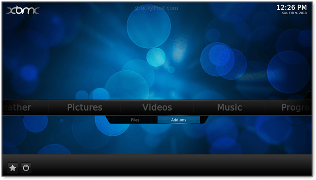 ahududu pi için xbmc uygulamasında hulu'ya erişmek için Vidoes'u ve ardından eklentileri tıklayın