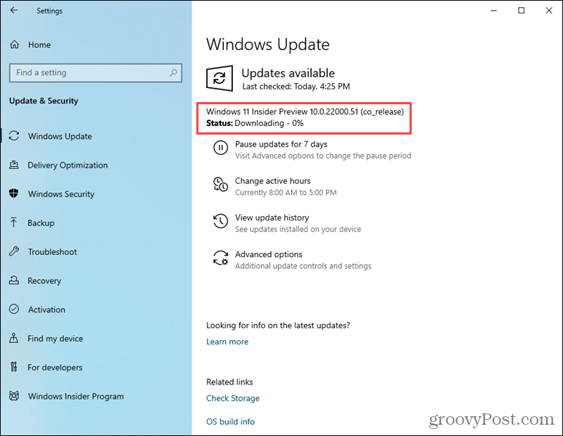 Windows 11 Önizleme derlemesi indiriliyor