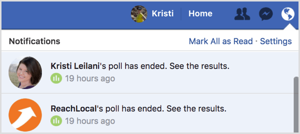 Facebook gif anket sonuçları bildirimi