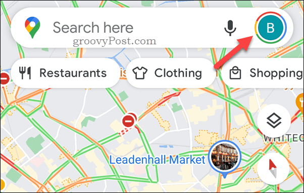 Google Haritalar profil simgesine dokunun
