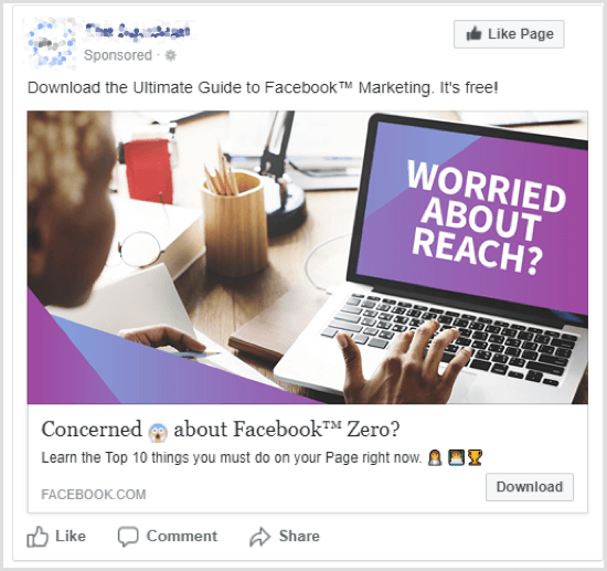 Facebook potansiyel müşteri reklamı örneği