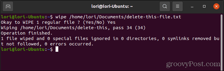 Linux'ta silmeyi kullanarak bir dosyayı güvenli bir şekilde silin