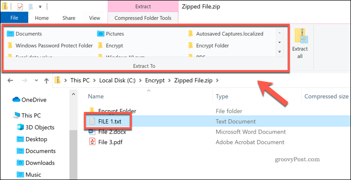 Windows Dosya Gezgini'nde bir Zip dosyasından tek bir dosyayı çıkarma