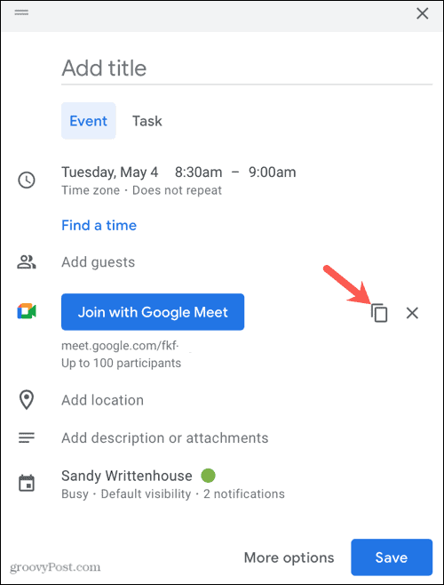 Google Meet bağlantısını kopyala