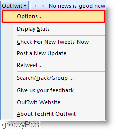 Outlook içinde Twitter: OutTwit'i yapılandırın