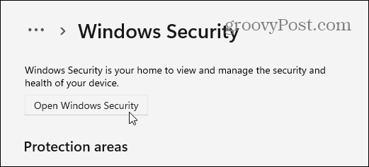 Windows Güvenliğini Açın