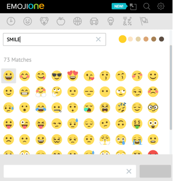 EmojiOne'ın emoji kitaplığını açmak için tek boynuzlu at simgesini tıklayın.