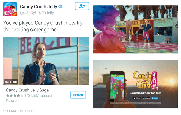 candy crush twitter video reklamı