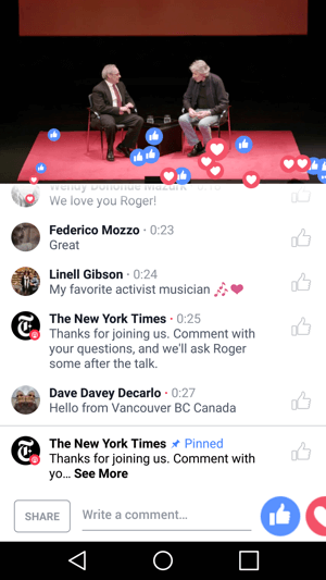 New York Times, izleyicilere bir Facebook Live yayını aracılığıyla bir etkinliğe katılma deneyimi yaşatıyor.