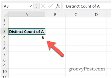 Bir Excel veri kümesindeki benzersiz değerlerin sayısını hesaplamak için bir pivot tablo kullanma