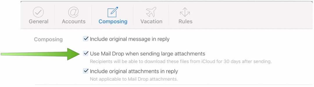 Mail Drop'u etkinleştirin