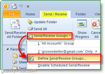 Outlook 2010 Ekran Görüntüsü - grup gönderme ve alma - grupları tanımlama