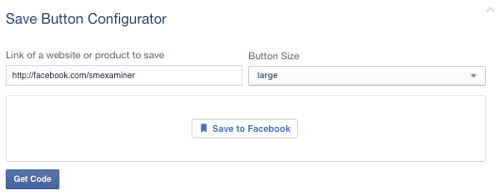 facebook kaydet düğmesi sayfaya ayarlı