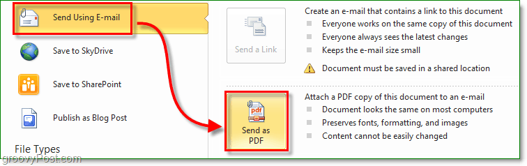 güvenli bir pdf belgesi oluşturun ve office 2010'u kullanarak e-posta ile gönderin