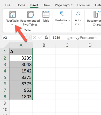 Excel'de bir pivot tablo ekleme