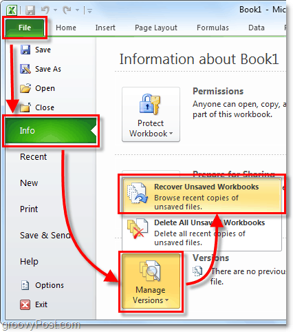 Office 2010'daki kaydedilmemiş klasörü bul