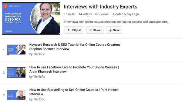 Thinkific'in YouTube kanalında çevrimiçi kurs oluşturucularla bir dizi röportaj var.