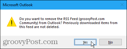 RSS Feed onay iletişim kutusunu kaldır