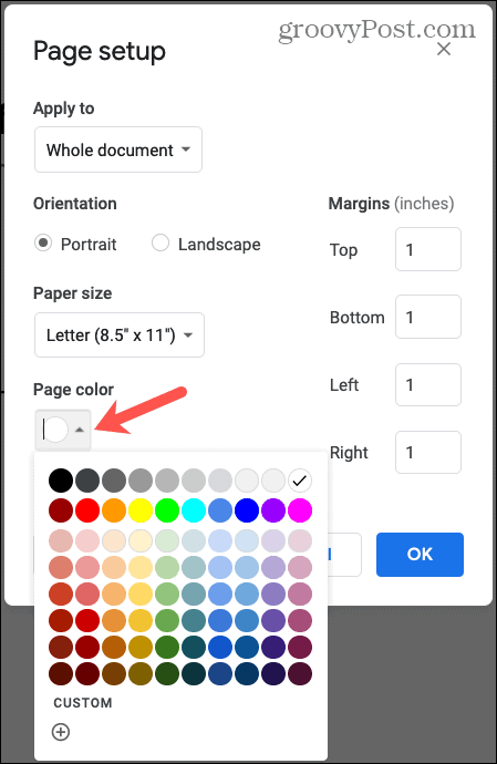 Google Dokümanlar Sayfa Rengi